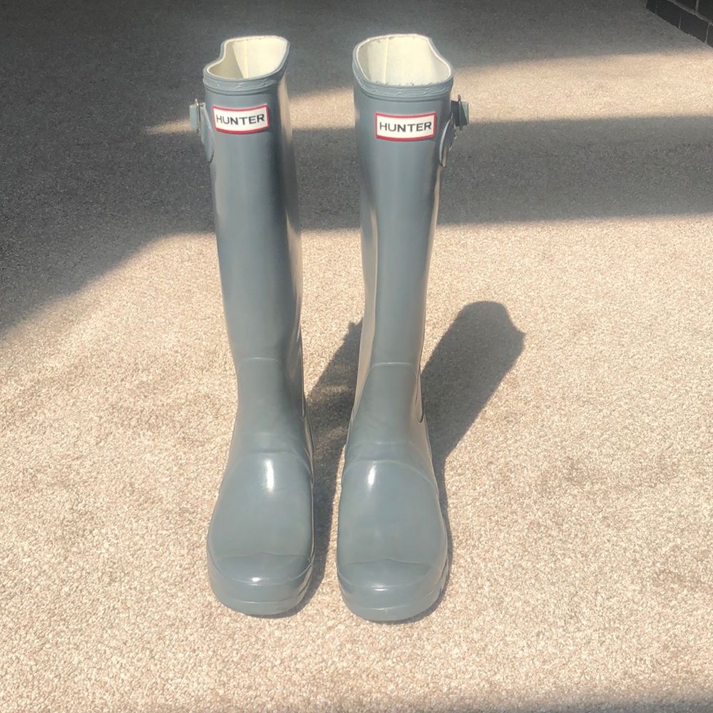 Tall gray Hunter boots
